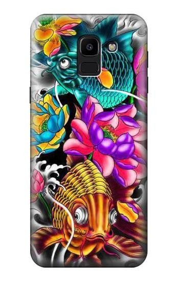 S1630 Fish Japanese Oriental Tattoo Hülle Schutzhülle Taschen für Samsung Galaxy J6 (2018)