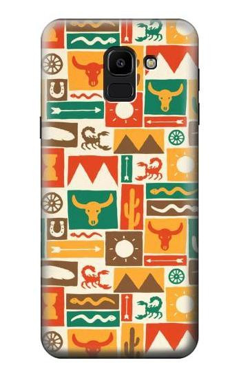 S1873 Western Pattern Hülle Schutzhülle Taschen für Samsung Galaxy J6 (2018)