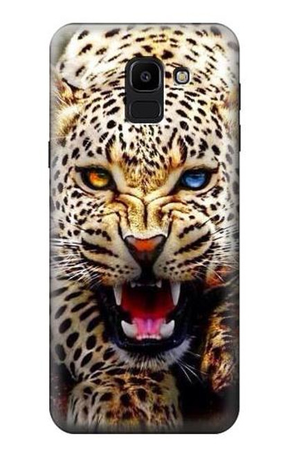 S1932 Blue Eyed Leopard Hülle Schutzhülle Taschen für Samsung Galaxy J6 (2018)