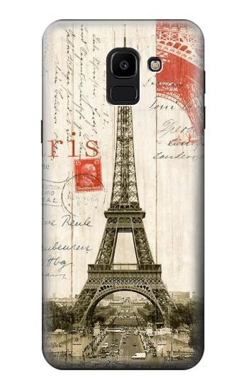 S2108 Eiffel Tower Paris Postcard Hülle Schutzhülle Taschen für Samsung Galaxy J6 (2018)