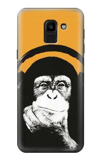 S2324 Funny Monkey with Headphone Pop Music Hülle Schutzhülle Taschen für Samsung Galaxy J6 (2018)