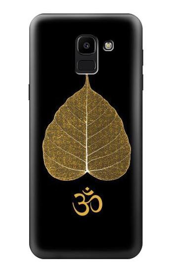 S2331 Gold Leaf Buddhist Om Symbol Hülle Schutzhülle Taschen für Samsung Galaxy J6 (2018)