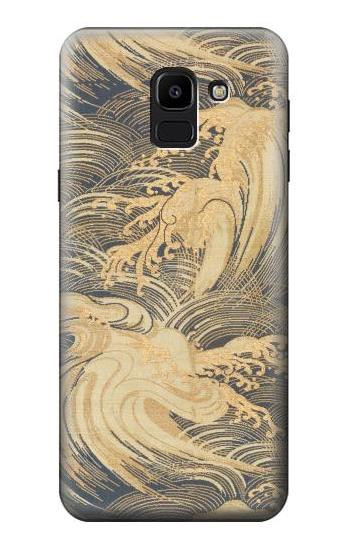 S2680 Japan Art Obi With Stylized Waves Hülle Schutzhülle Taschen für Samsung Galaxy J6 (2018)