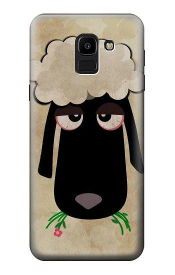 S2826 Cute Cartoon Unsleep Black Sheep Hülle Schutzhülle Taschen für Samsung Galaxy J6 (2018)