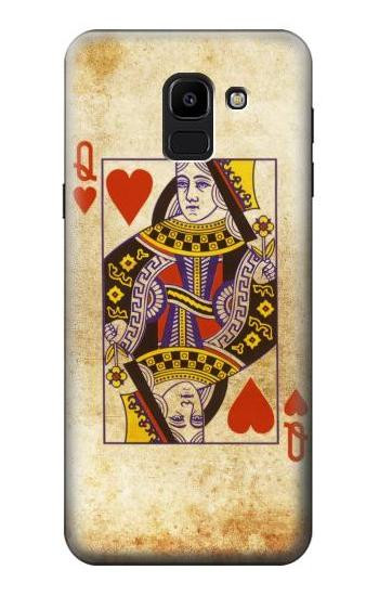 S2833 Poker Card Queen Hearts Hülle Schutzhülle Taschen für Samsung Galaxy J6 (2018)