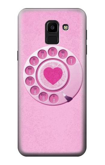 S2847 Pink Retro Rotary Phone Hülle Schutzhülle Taschen für Samsung Galaxy J6 (2018)
