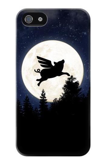 S3289 Flying Pig Full Moon Night Hülle Schutzhülle Taschen für iPhone 5 5S SE