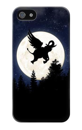 S3323 Flying Elephant Full Moon Night Hülle Schutzhülle Taschen für iPhone 5 5S SE