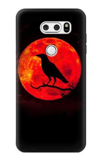 S3328 Crow Red Moon Hülle Schutzhülle Taschen für LG V30, LG V30 Plus, LG V30S ThinQ, LG V35, LG V35 ThinQ