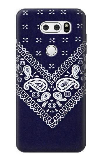 S3357 Navy Blue Bandana Pattern Hülle Schutzhülle Taschen für LG V30, LG V30 Plus, LG V30S ThinQ, LG V35, LG V35 ThinQ