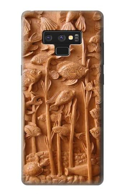 S1307 Fish Wood Carving Graphic Printed Hülle Schutzhülle Taschen für Note 9 Samsung Galaxy Note9