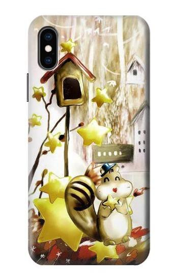 S0109 Cute Squirrel Cartoon Hülle Schutzhülle Taschen für iPhone X, iPhone XS