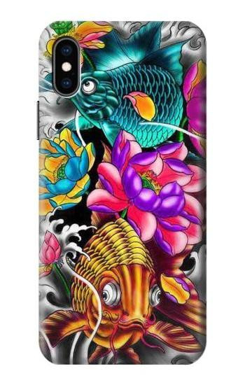 S1630 Fish Japanese Oriental Tattoo Hülle Schutzhülle Taschen für iPhone X, iPhone XS