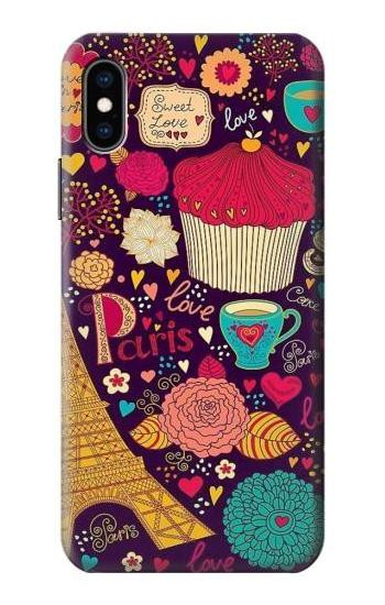 S2353 Paris Cartoon Vintage Pattern Hülle Schutzhülle Taschen für iPhone X, iPhone XS