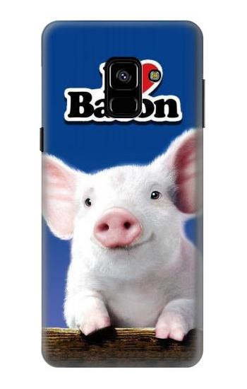 S0608 I Love Bacon Cute Baby Pig Hülle Schutzhülle Taschen für Samsung Galaxy A8 (2018)