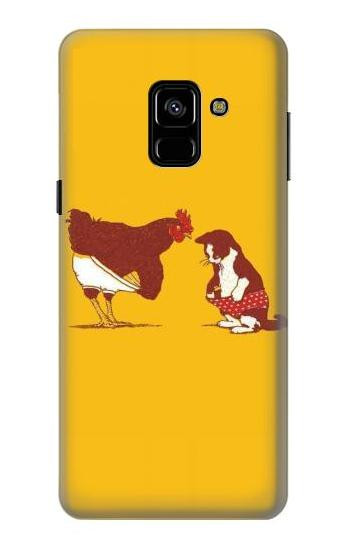 S1093 Rooster and Cat Joke Hülle Schutzhülle Taschen für Samsung Galaxy A8 (2018)