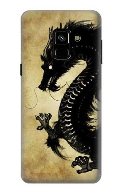 S1482 Black Dragon Painting Hülle Schutzhülle Taschen für Samsung Galaxy A8 (2018)
