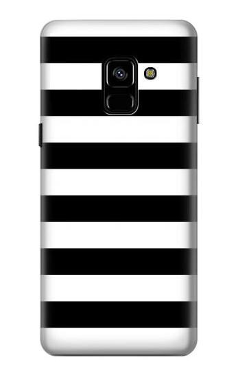 S1596 Black and White Striped Hülle Schutzhülle Taschen für Samsung Galaxy A8 (2018)