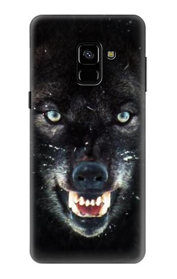 S2823 Black Wolf Blue Eyes Face Hülle Schutzhülle Taschen für Samsung Galaxy A8 (2018)