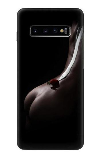 S0546 Sexy Cream Strawberry Hülle Schutzhülle Taschen für Samsung Galaxy S10 Plus