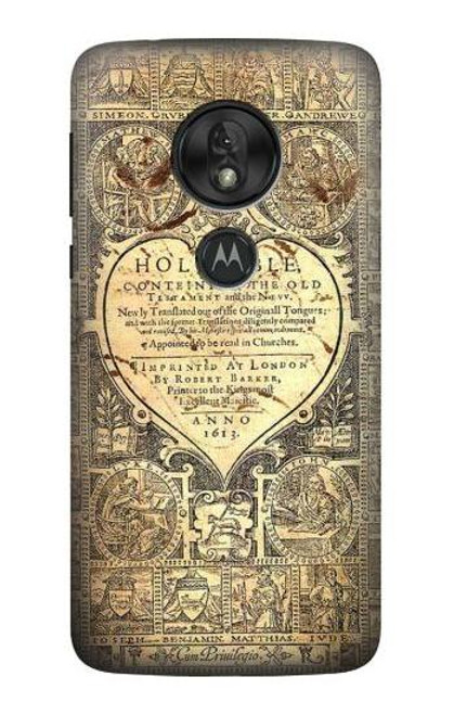 S0330 Bible Page Hülle Schutzhülle Taschen für Motorola Moto G7 Power