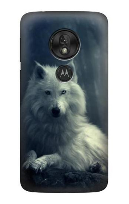 S1516 White Wolf Hülle Schutzhülle Taschen für Motorola Moto G7 Power