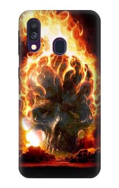 S0863 Hell Fire Skull Hülle Schutzhülle Taschen für Samsung Galaxy A40
