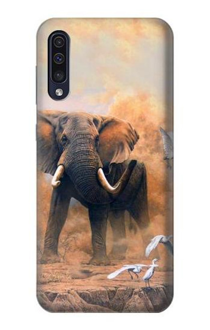 S1292 Dusty Elephant Egrets Hülle Schutzhülle Taschen für Samsung Galaxy A50