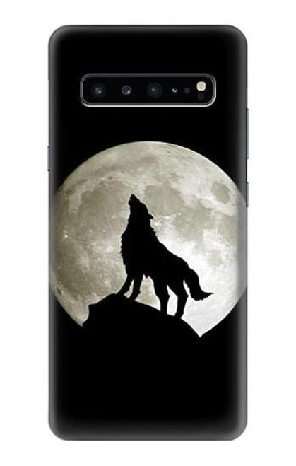 S1981 Wolf Howling at The Moon Hülle Schutzhülle Taschen für Samsung Galaxy S10 5G