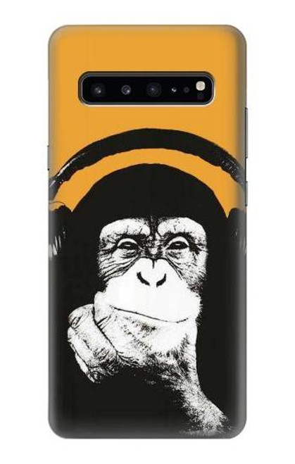 S2324 Funny Monkey with Headphone Pop Music Hülle Schutzhülle Taschen für Samsung Galaxy S10 5G
