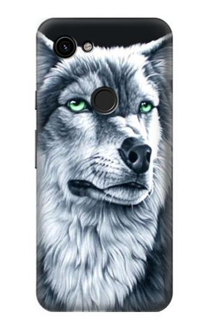 S0123 Grim White Wolf Hülle Schutzhülle Taschen für Google Pixel 3a