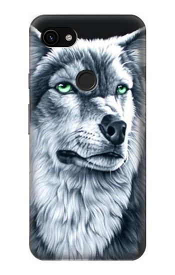 S0123 Grim White Wolf Hülle Schutzhülle Taschen für Google Pixel 3a XL