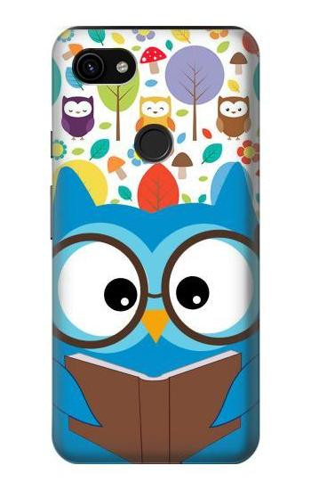 S2521 Cute Nerd Owl Cartoon Hülle Schutzhülle Taschen für Google Pixel 3a XL
