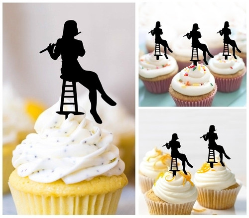 TA1016 Female Flute Player Kuchenaufsätze Hochzeit Geburtsta Acryl Cupcake Kuchen Topper für Kuchen Party Dekor 10 Stück TA1016 Female Flute Player Kuchenaufsätze Hochzeit Geburtsta Acryl Cupcake Kuchen Topper für Kuchen Party Dekor 10 Stück