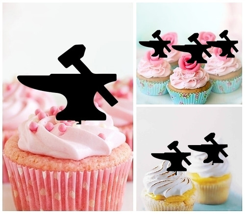 TA1273 Hammer Hephaestus Kuchenaufsätze Hochzeit Geburtsta Acryl Cupcake Kuchen Topper für Kuchen Party Dekor 10 Stück