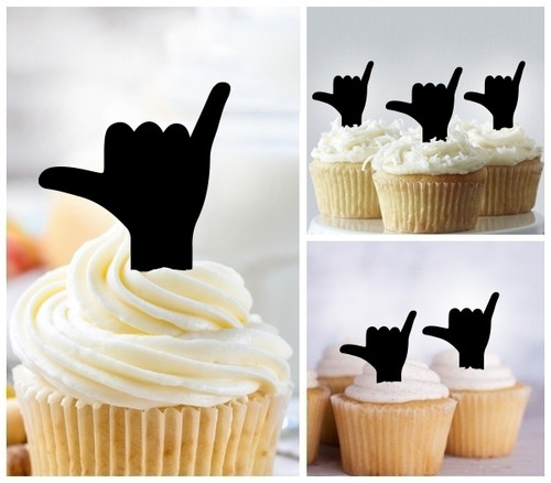 TA1275 Shaka Hand Sign Kuchenaufsätze Hochzeit Geburtsta Acryl Cupcake Kuchen Topper für Kuchen Party Dekor 10 Stück