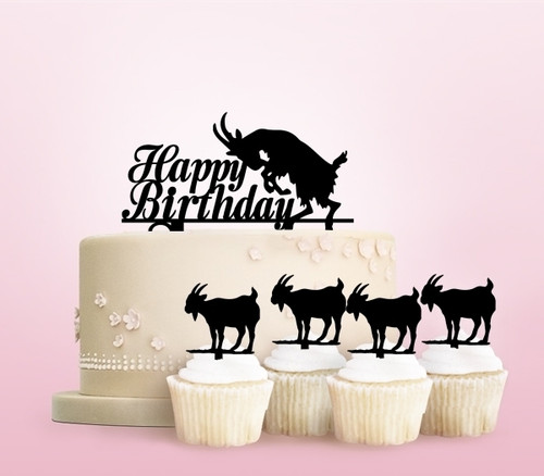 TC0224 Happy Birthday Goat Kuchenaufsätze Hochzeit Geburtsta Acryl Cupcake Kuchen Topper für Kuchen Party Dekor 11 Stück