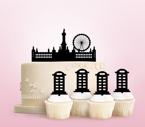 TC0231 England London City Kuchenaufsätze Hochzeit Geburtsta Acryl Cupcake Kuchen Topper für Kuchen Party Dekor 11 Stück