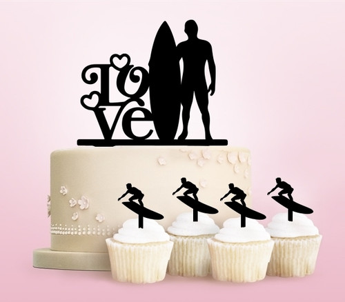 TC0235 Love Surfing Kuchenaufsätze Hochzeit Geburtsta Acryl Cupcake Kuchen Topper für Kuchen Party Dekor 11 Stück