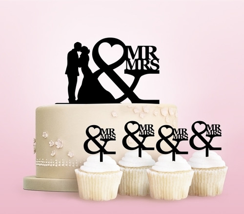 TC0247 Mr and Mrs Kiss Kuchenaufsätze Hochzeit Geburtsta Acryl Cupcake Kuchen Topper für Kuchen Party Dekor 11 Stück