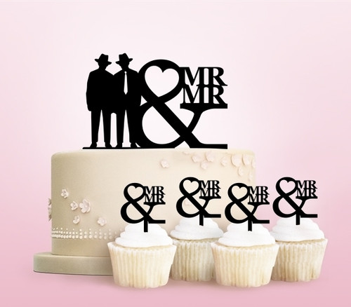 TC0249 Mr and Mr Cowboy Love Kuchenaufsätze Hochzeit Geburtsta Acryl Cupcake Kuchen Topper für Kuchen Party Dekor 11 Stück