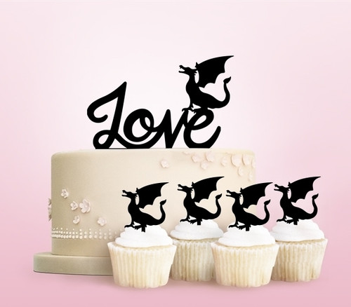 TC0260 Love Dragon Monster Kuchenaufsätze Hochzeit Geburtsta Acryl Cupcake Kuchen Topper für Kuchen Party Dekor 11 Stück