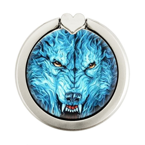 S0752 Blue Fire Grim Wolf Grafik Ringhalter und PopSockets