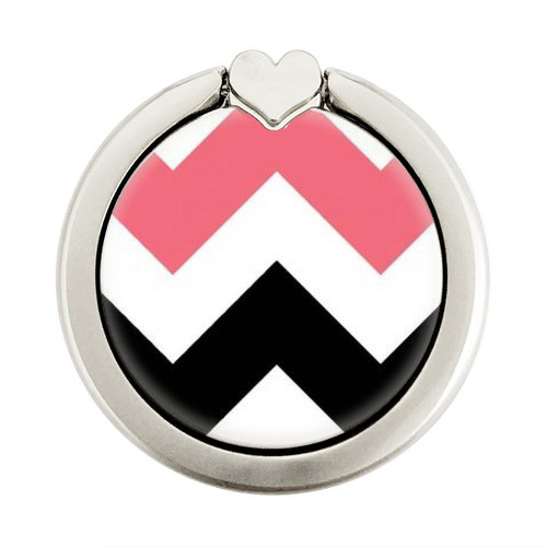 S1849 Pink Black Chevron Zigzag Grafik Ringhalter und PopSockets