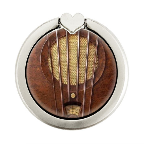 S2655 Vintage Bakelite Deco Radio Grafik Ringhalter und PopSockets
