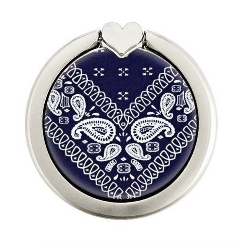S3357 Navy Blue Bandana Pattern Grafik Ringhalter und PopSockets