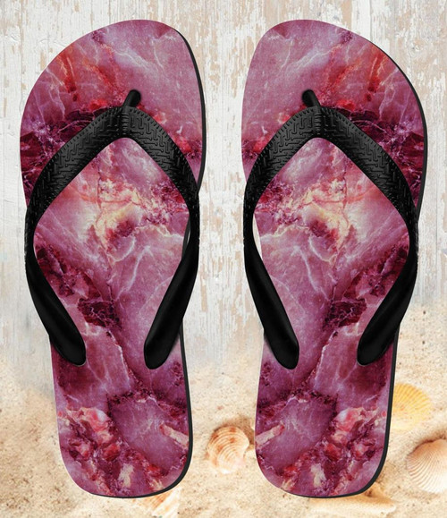 FA0444 Pink Marble Graphic Printed Beach Sandal Zehentrenner Unisex