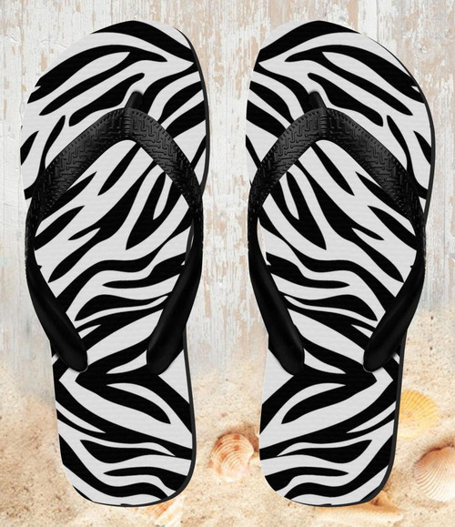 FA0447 Zebra Skin Texture Graphic Printed Beach Sandal Zehentrenner Unisex