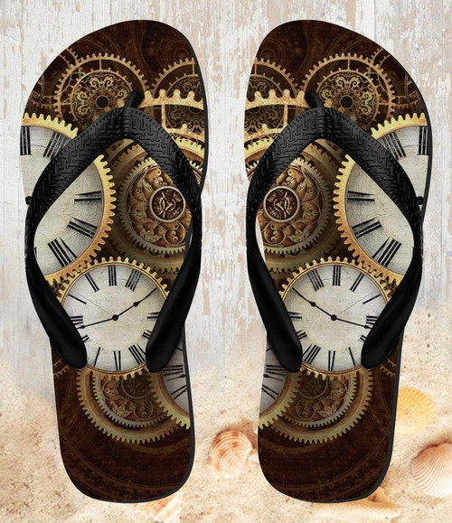 FA0473 Gold Clock Live Beach Sandal Zehentrenner Unisex