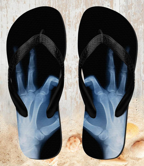 FA0501 X-Ray Hand Sign OK Beach Sandal Zehentrenner Unisex